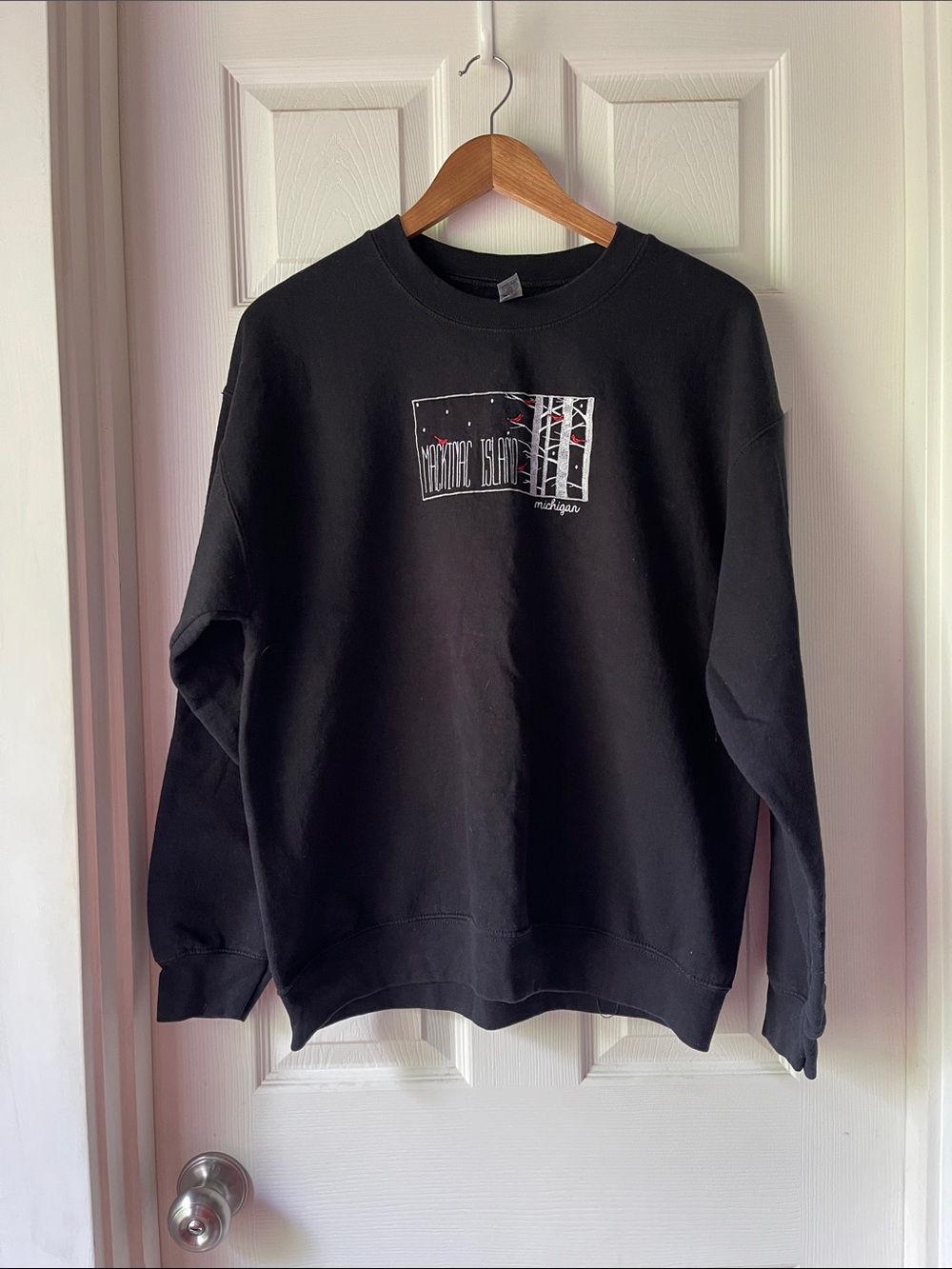 Mackinac Michigan Embroidered Crewneck Sweatshirt